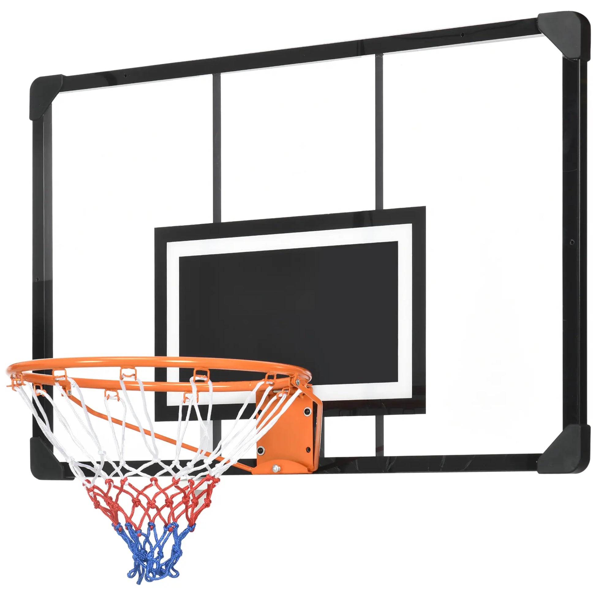 Wall Mounted Mini Basketball Hoop, 45" x 29" Backboard, Rim, All-Weather Net Basketball Black, Clear, Orange at Gallery Canada
