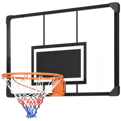 Wall Mounted Mini Basketball Hoop, 45" x 29" Backboard, Rim, All-Weather Net Basketball Black, Clear, Orange at Gallery Canada
