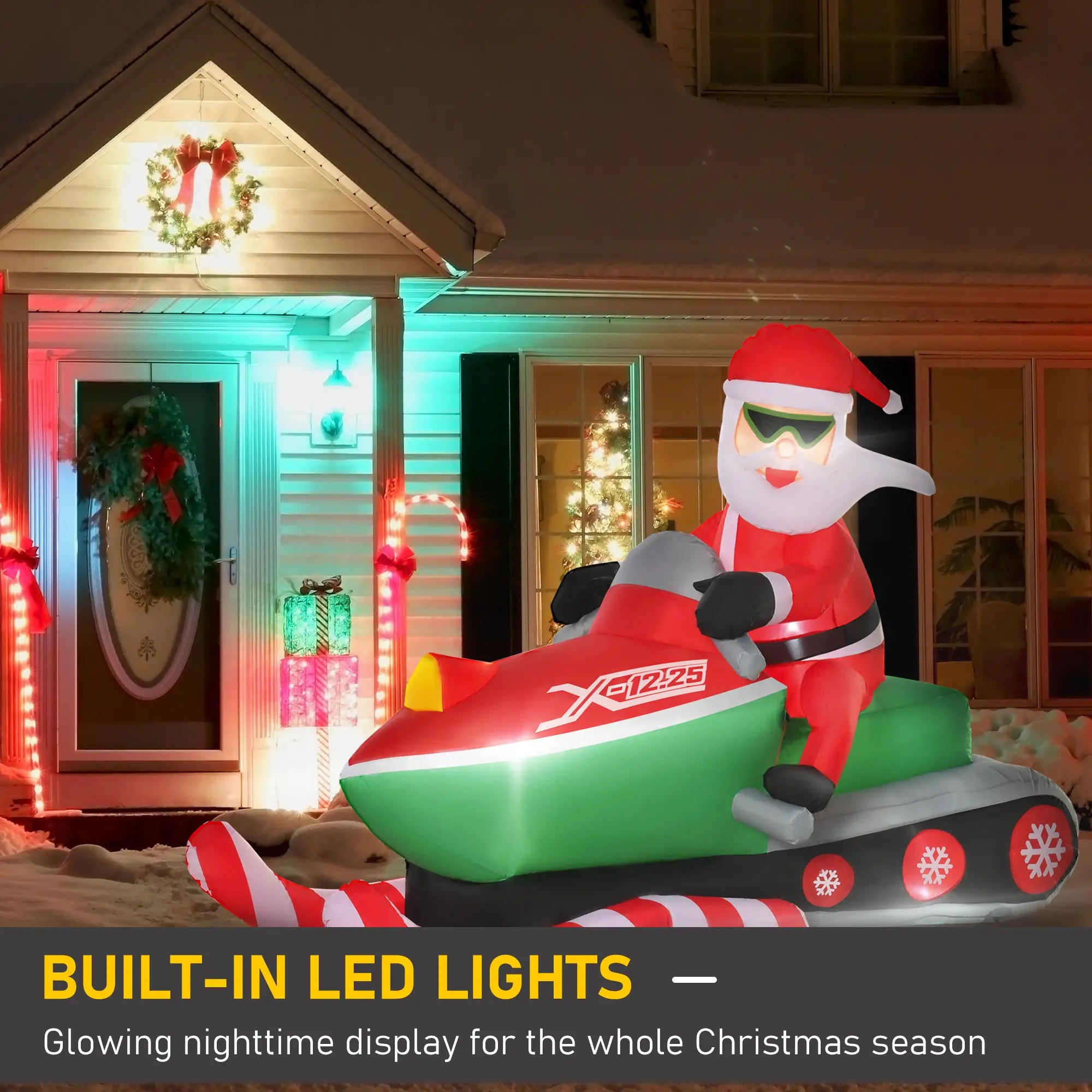 5.2ft Inflatable Santa Claus with Snowmobile, LED Lighted Christmas Inflatables at Gallery Canada