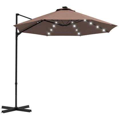 9.5'x8.5' Cantilever Umbrella, Solar LED Lights, 360° Rotation Cantilever Umbrellas at Gallery Canada