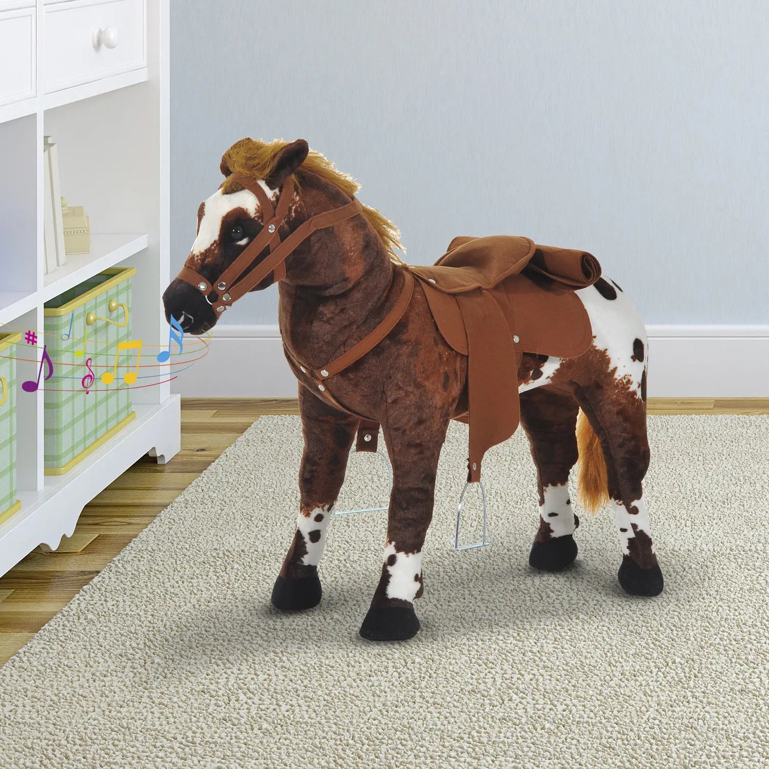 Standing Ride on Horse, Plush Pony Toy with Sound, Brown Rocking Horses at Gallery Canada