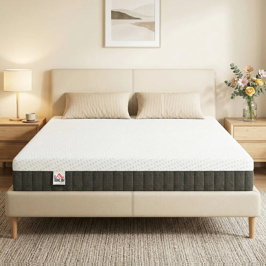10 Inch King Mattress, Pressure Relief, Lumbar Support, Medium Firm Mattresses White, Dark Grey at Gallery Canada