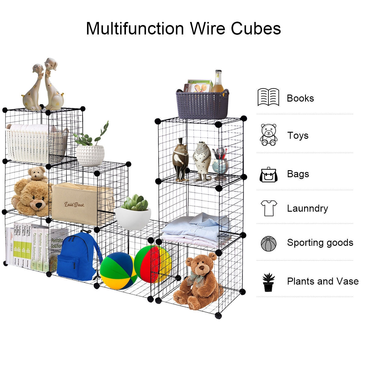 DIY 12-Cube Metal Grid Wire Storage Cubes, 42" x 14" x 56" Clothing & Closet Storage at Gallery Canada