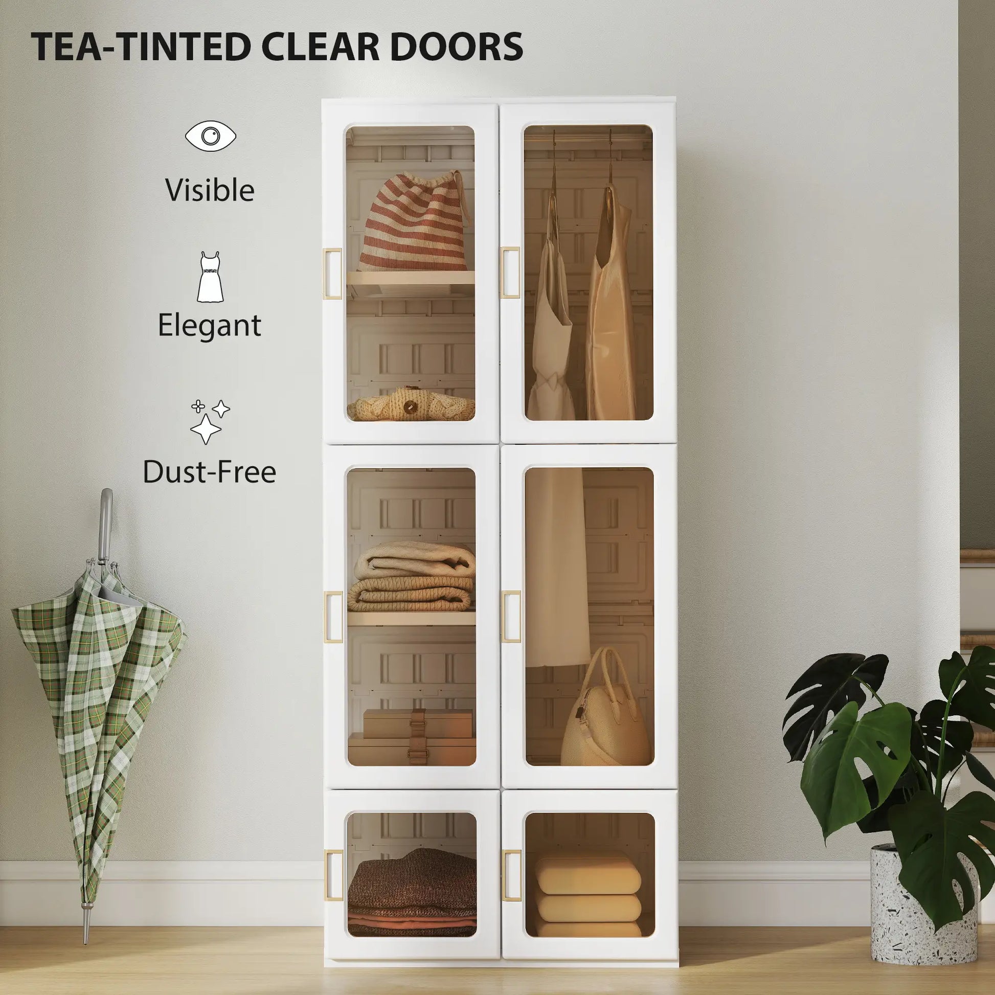 Portable Wardrobe, Foldable Plastic Closet, 6 Compartments, White Clothing Storage at Gallery Canada