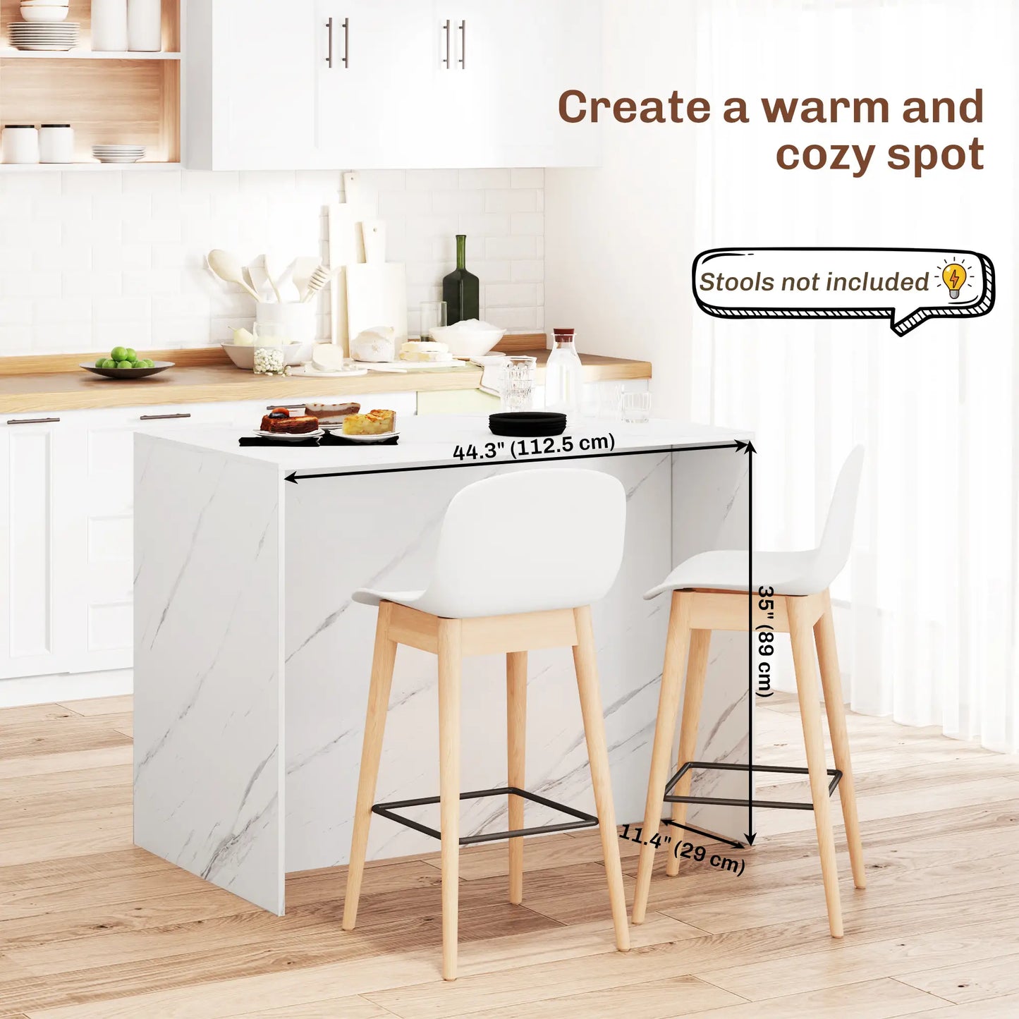 Kitchen Island, Storage Cabinet, 4 Drawers, Adjustable Shelf, Faux Marble, White Kitchen Islands & Kitchen Carts at Gallery Canada