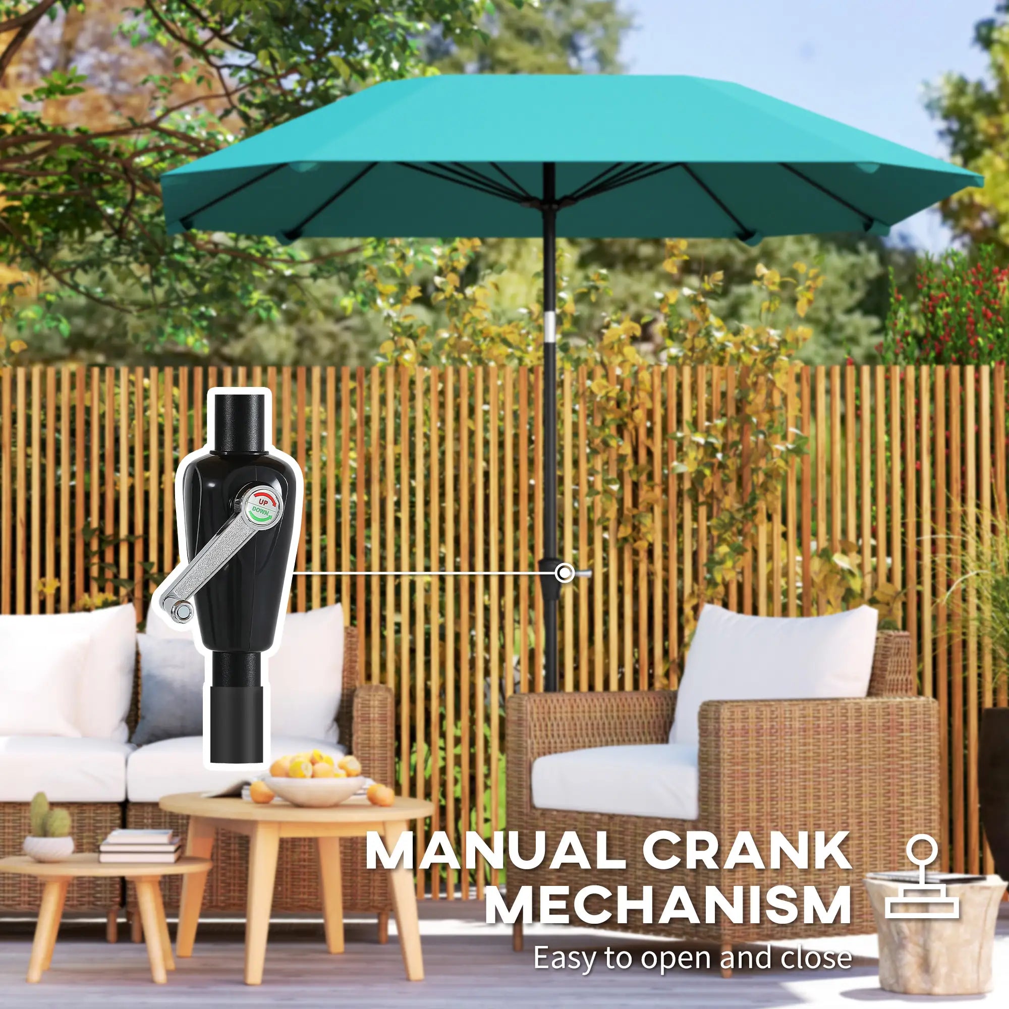 7.6FT Aluminum Patio Umbrella, 8 Ribs, Crank Tilt, Sky Blue Sun Umbrellas at Gallery Canada