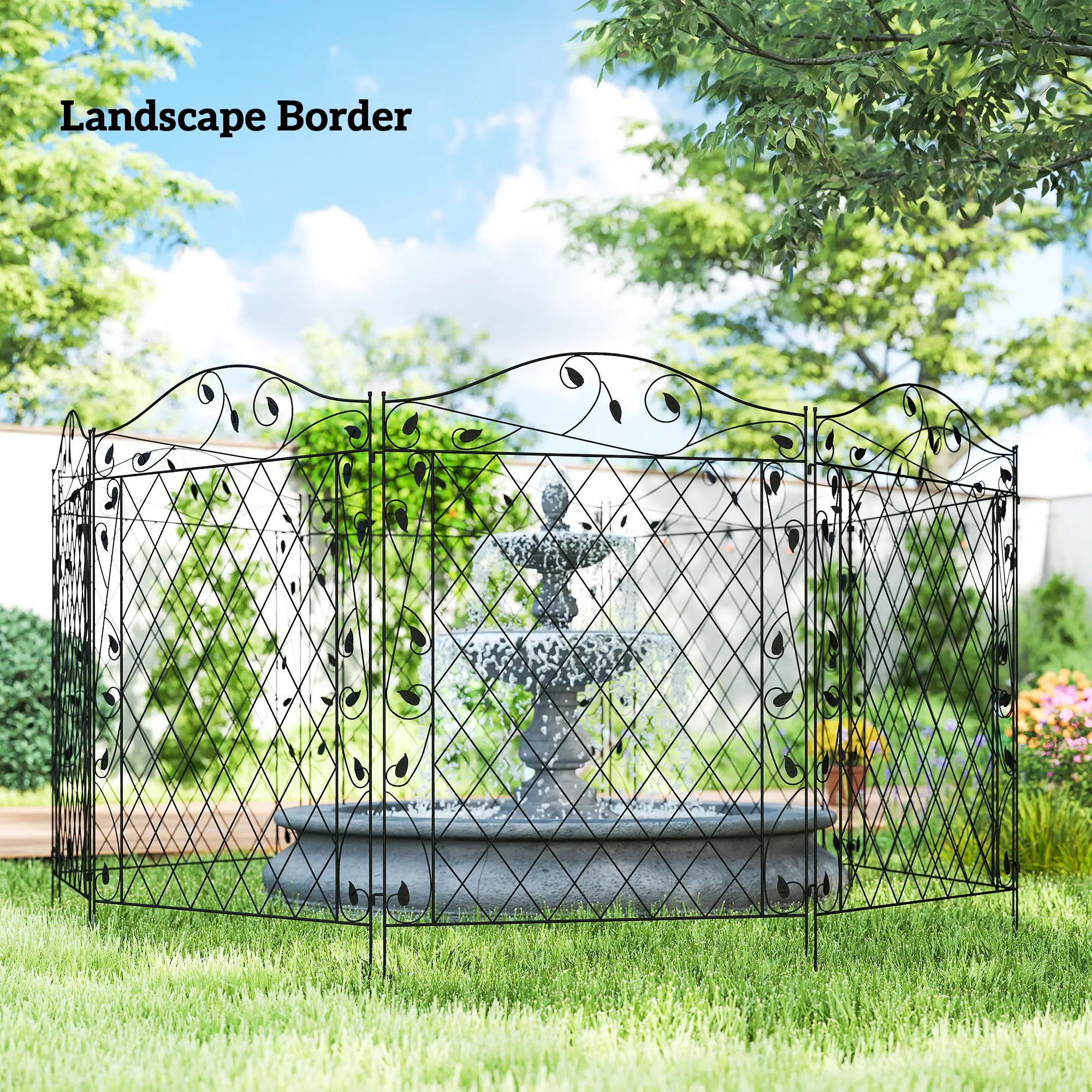 Metal Garden Fence Panels, Animal Barrier, Border Edging, 4 Pack, Wavey Vines Garden Fences at Gallery Canada