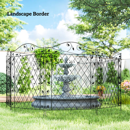 Metal Garden Fence Panels, Animal Barrier, Border Edging, 4 Pack, Wavey Vines Garden Fences at Gallery Canada