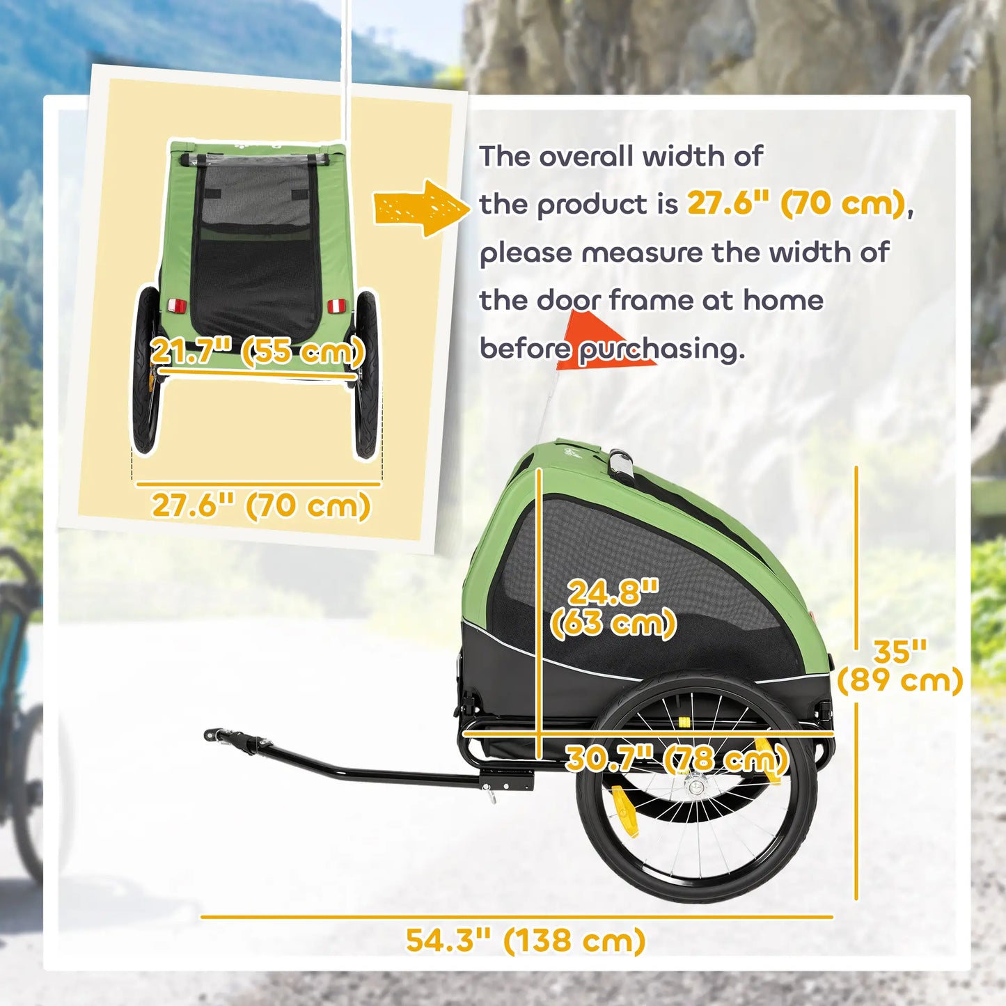Dog Bike Trailer, Pet Cart Bicycle Wagon, 20" Wheels, Ventilated Windows Dog Bike Trailers & Strollers at Gallery Canada