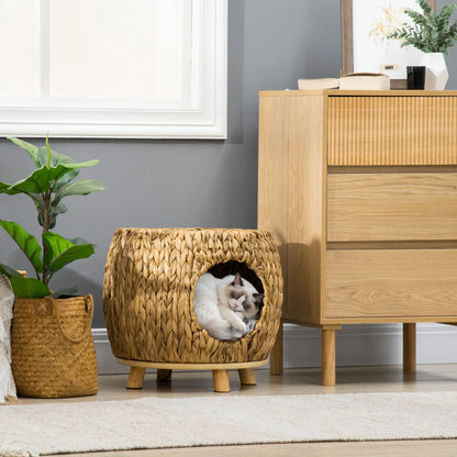 Wicker Cat Bed, Washable Cushion, Rattan Kitten Bed, Light Brown Cat Houses at Gallery Canada