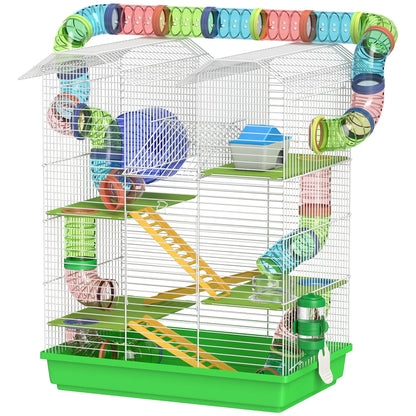 18.5" Hamster Cage, 5 Tiers, Tunnel Tube System, Exercise Wheel, Water Bottle, Green Hamster Cages Green at Gallery Canada