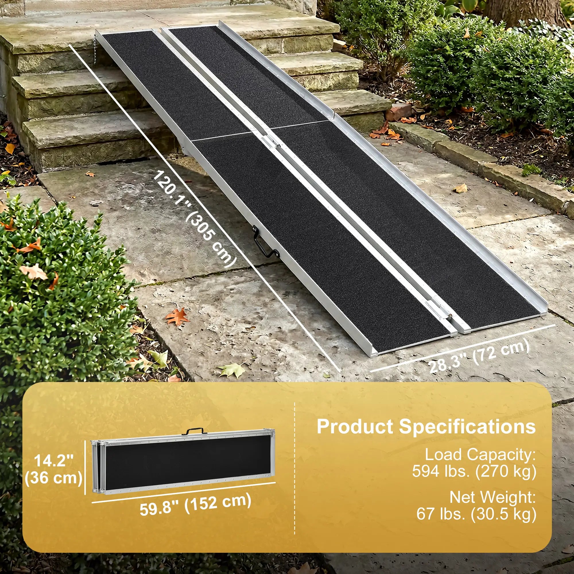 10ft Foldable Wheelchair Ramp, Non-Skid, Portable Aluminium Knee Walker & Wheelchair Ramps at Gallery Canada