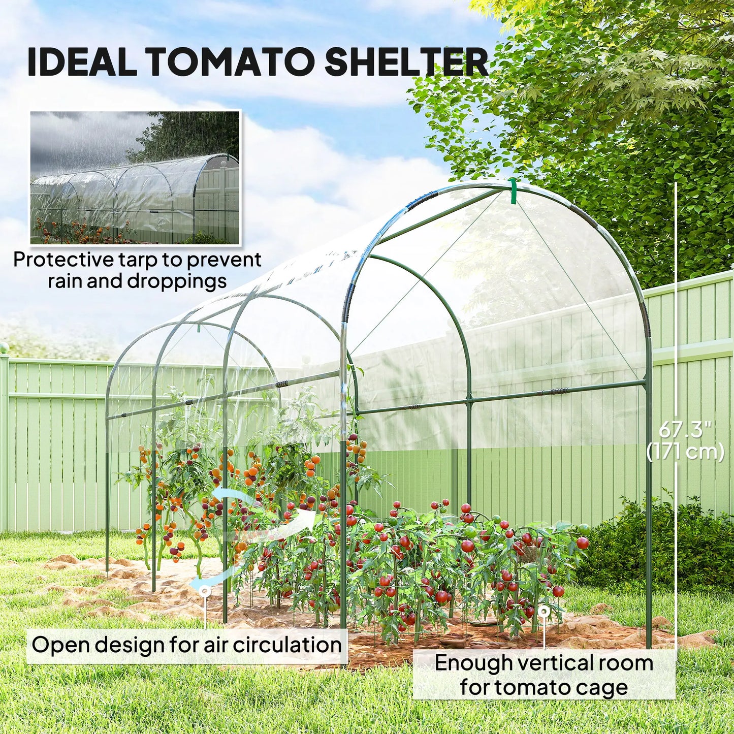 Tomato Greenhouse Tunnel, 4 Hoops, Top Tap, 157.5" x 48.4" x 67.3", Clear Tunnel Greenhouses at Gallery Canada