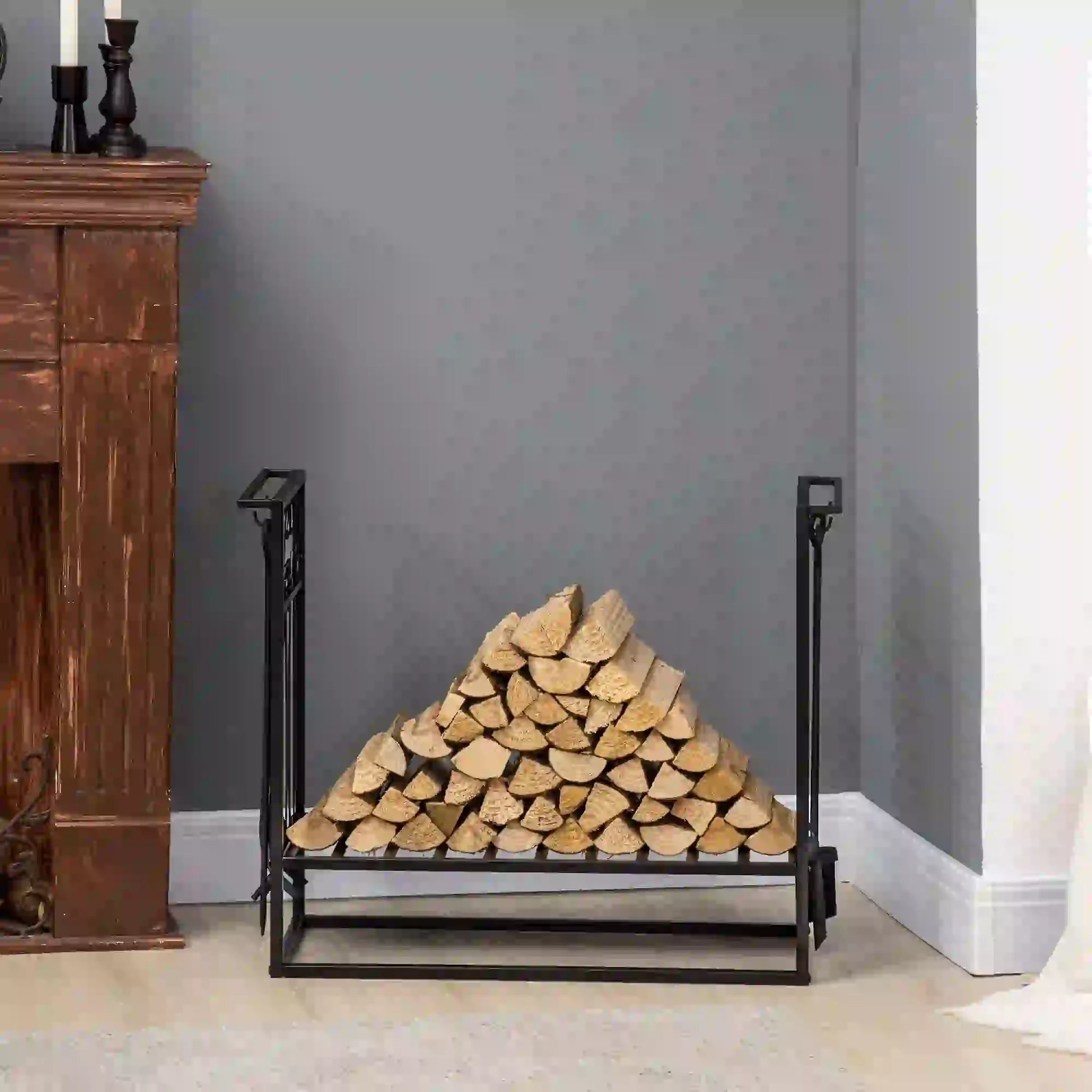 Heavy Duty Firewood Log Rack, Vintage Design, Black Firewood Racks at Gallery Canada