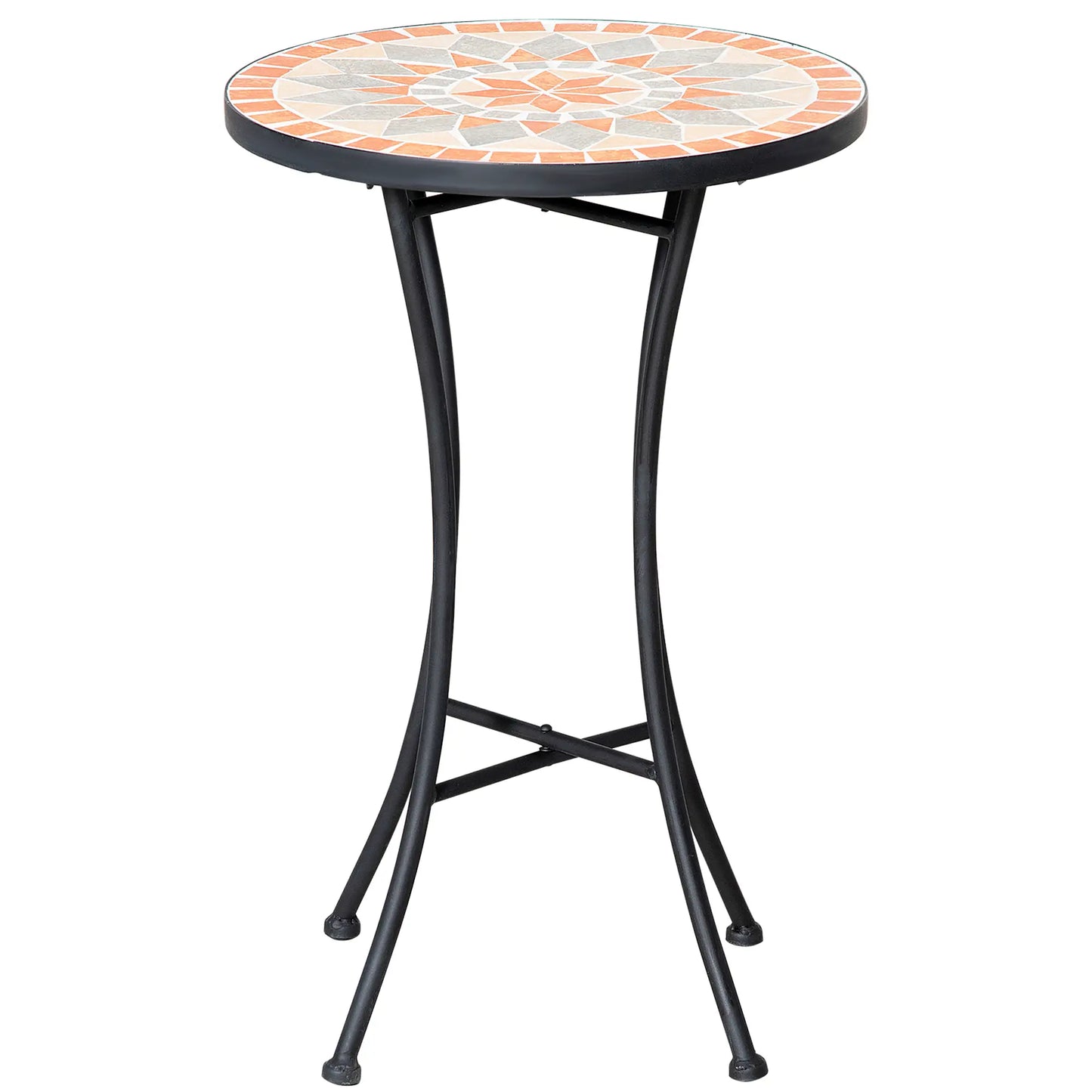 Round Mosaic Patio Table, Metal Frame, Outdoor Garden Furniture, Yellow Grey Patio Side Tables Black, Yellow, Grey at Gallery Canada