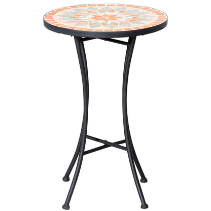 Round Mosaic Patio Table, Metal Frame, Outdoor Garden Furniture, Yellow Grey Patio Side Tables Black, Yellow, Grey at Gallery Canada