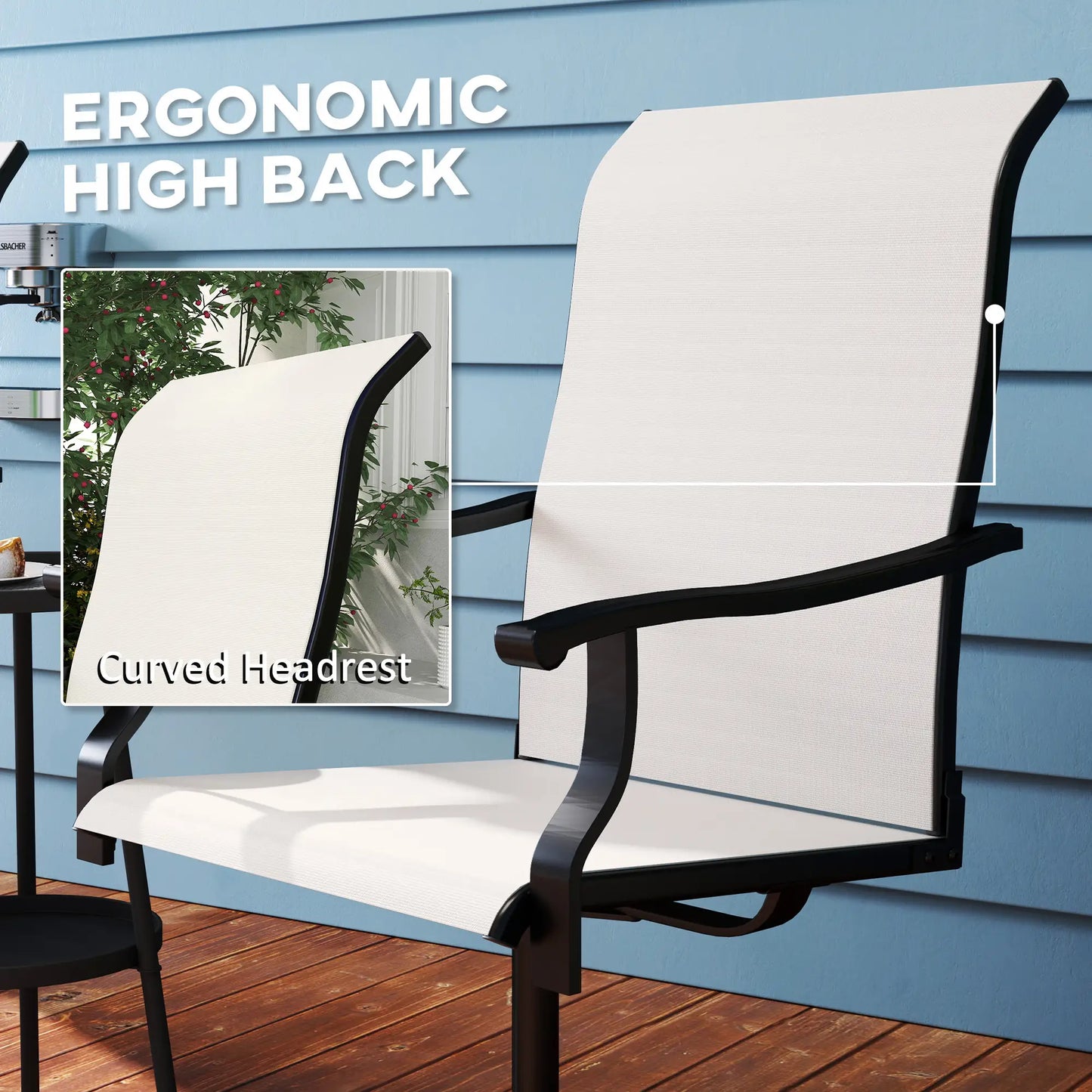 Outdoor Swivel Dining Chairs Set Of 2, High Back All Weather Mesh, White Bistro Sets at Gallery Canada