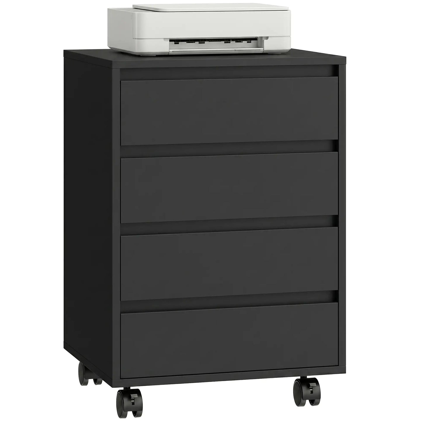 4-Drawer Vertical File Cabinet with Wheels, Black