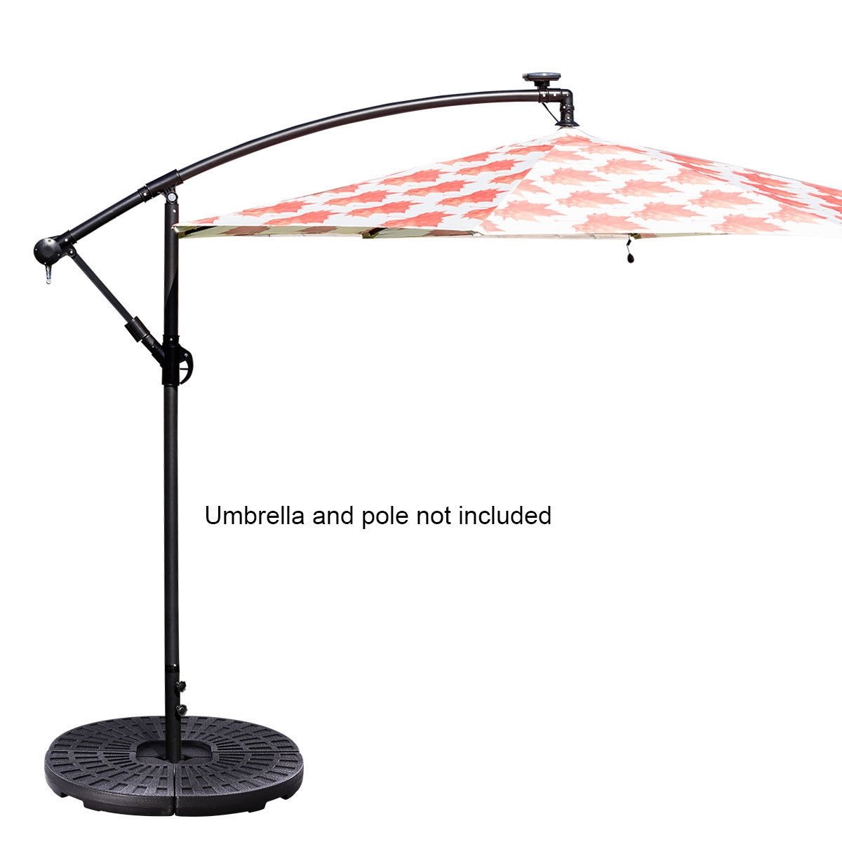 4 Pieces Round Cantilever Umbrella Base with Carry Handles for Garden, Black - Gallery Canada