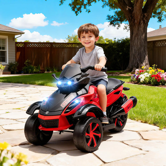 12V Kids ATV, Suspension Wheels, Soft Start, LED Lights, Music, Red Electric Ride On Toys Red at Gallery Canada