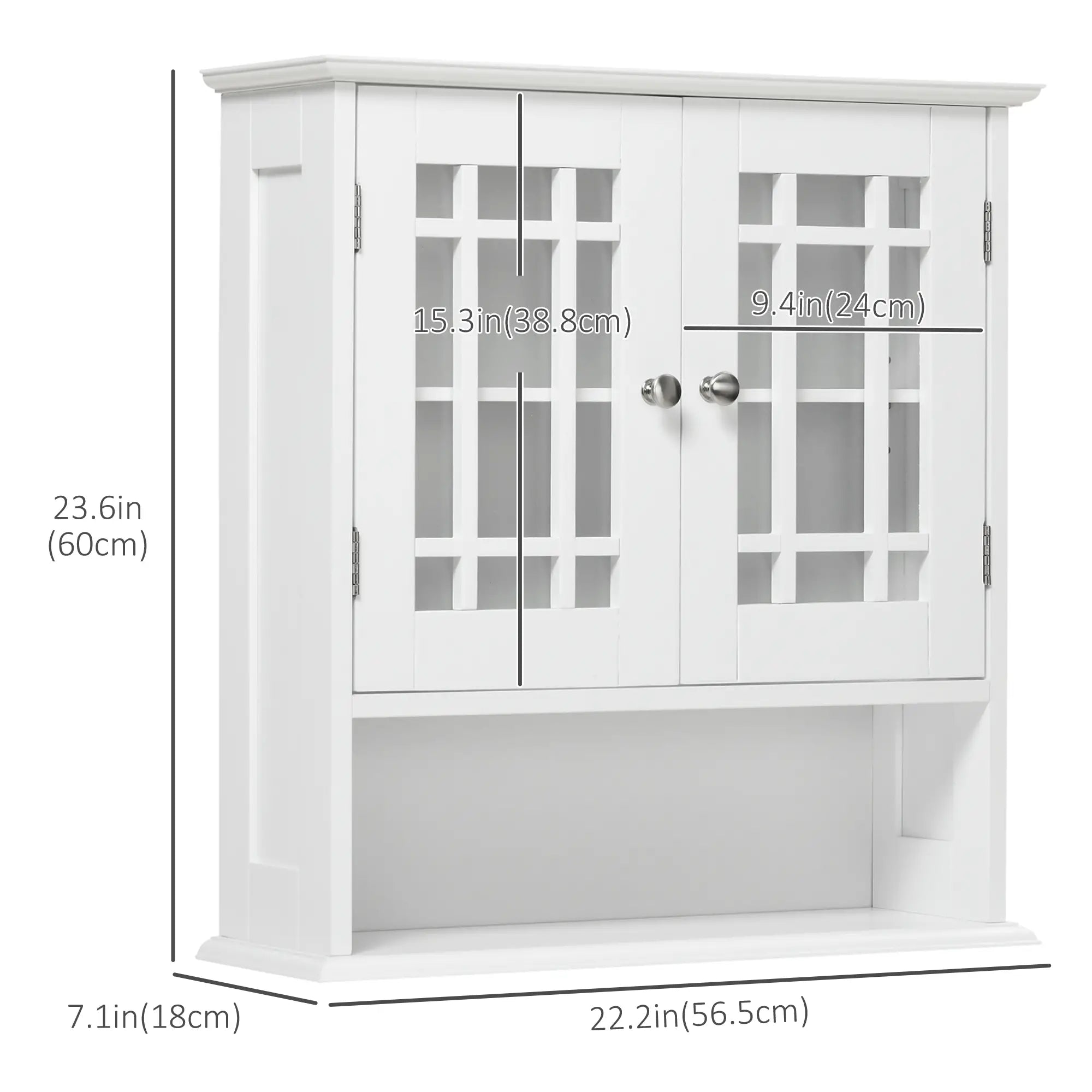 Modern Wall Mount Bathroom Cabinet, Storage Organizer with 2 Door Cabinet and Open Shelf, White Wall Mounted Cabinets at Gallery Canada