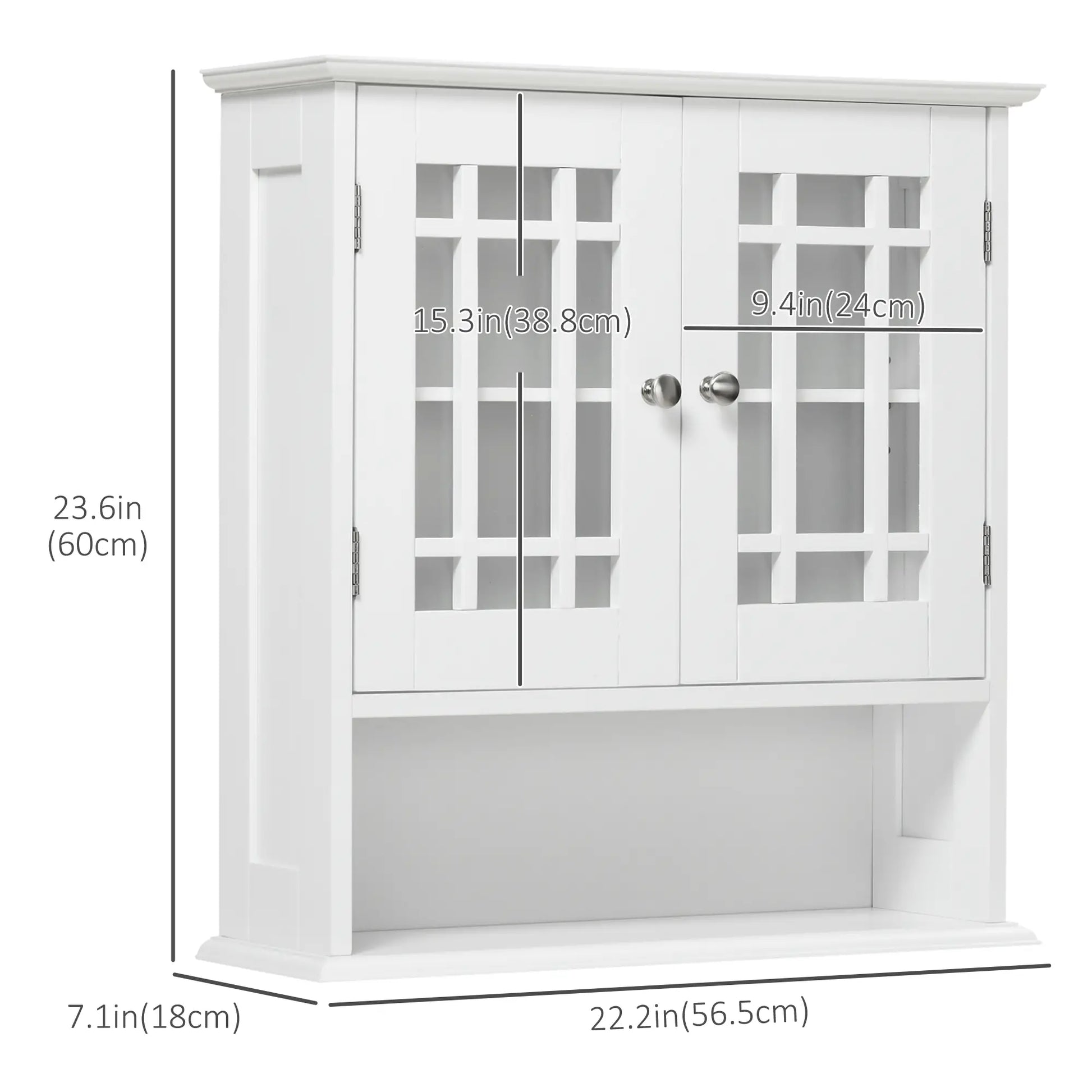 Modern Wall Mount Bathroom Cabinet, Storage Organizer with 2 Door Cabinet and Open Shelf, White Wall Mounted Cabinets at Gallery Canada
