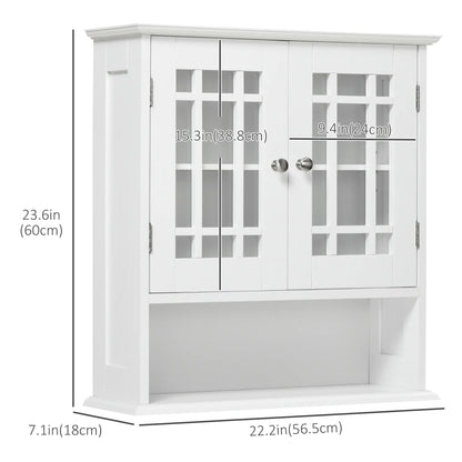 Modern Wall Mount Bathroom Cabinet, Storage Organizer with 2 Door Cabinet and Open Shelf, White Wall Mounted Cabinets at Gallery Canada