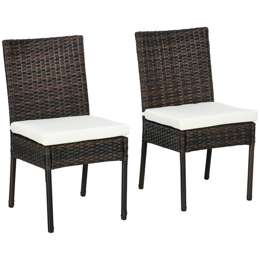 PE Rattan Outdoor Dining Chairs with Cushion, Patio Wicker Dining Chair with Backrest, Brown - Gallery Canada
