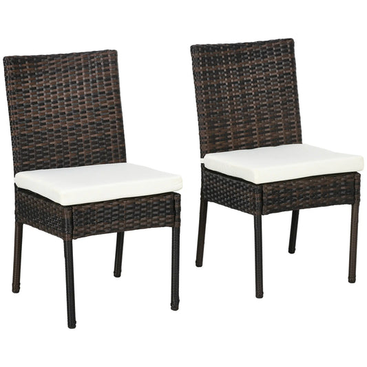 Rattan Outdoor Dining Chairs with Cushion, Patio Wicker Chair, Brown Patio Chairs Brown, Cream White at Gallery Canada