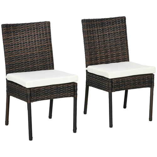 Rattan Outdoor Dining Chairs with Cushion, Patio Wicker Chair, Brown