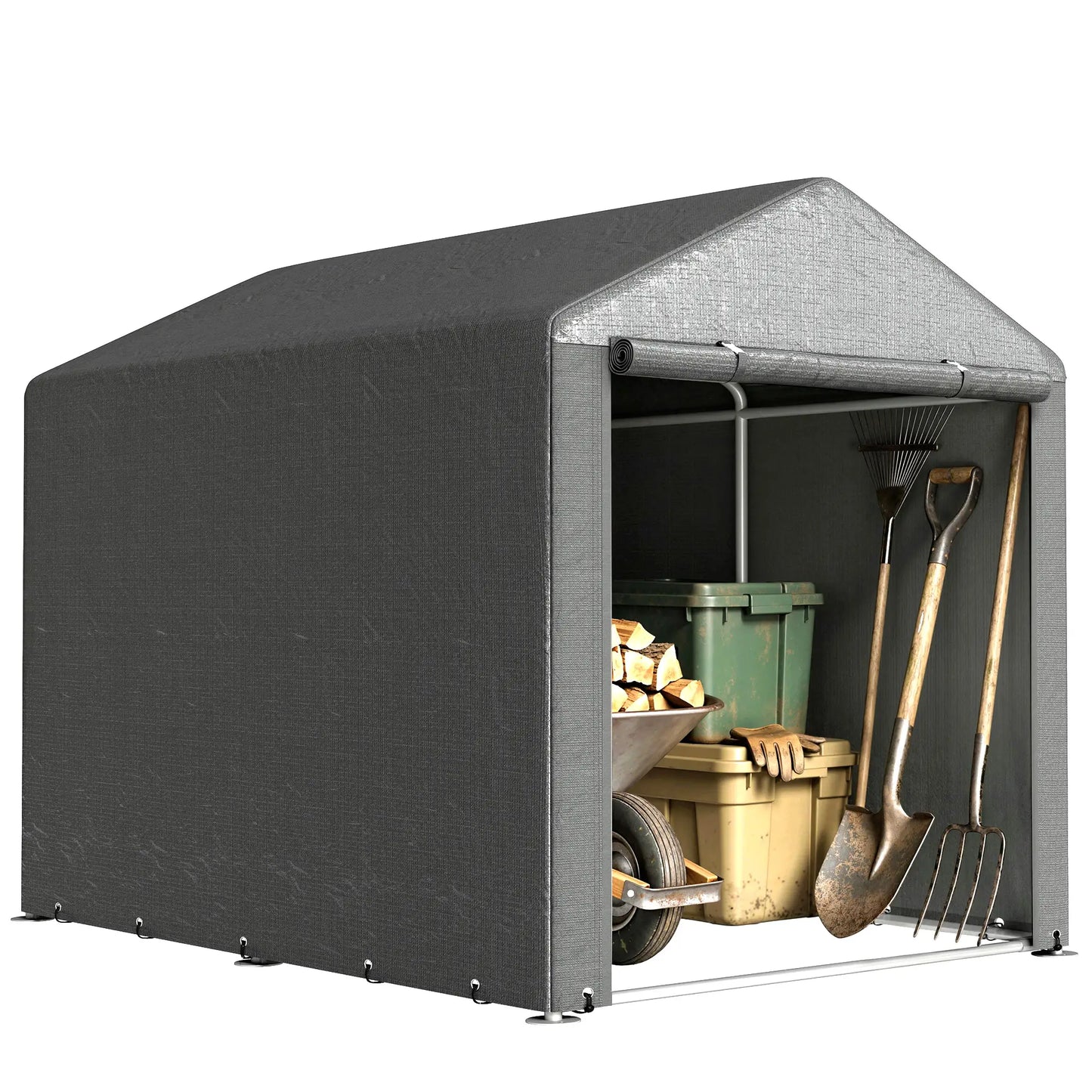 Portable Bicycle Shed, Galvanised Steel Frame, Large Door, Waterproof, Dark Grey Sheds at Gallery Canada