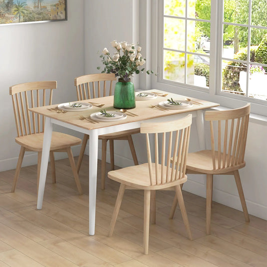 47" x 30" Dining Table, Farmhouse Dining Room Table with Pine Wood Frame and Angled Legs, Natural