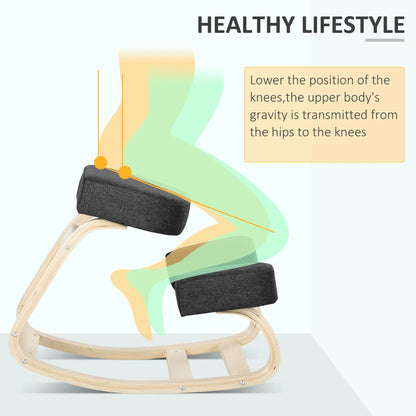 Ergonomic Kneeling Chair, Wood Stool with Thick Pads, Black Office Chairs at Gallery Canada