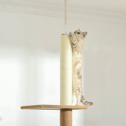 100 Floor To Ceiling Cat Tree, 3 Perches Activity Center, Brown Floor to Ceiling Cat Trees at Gallery Canada