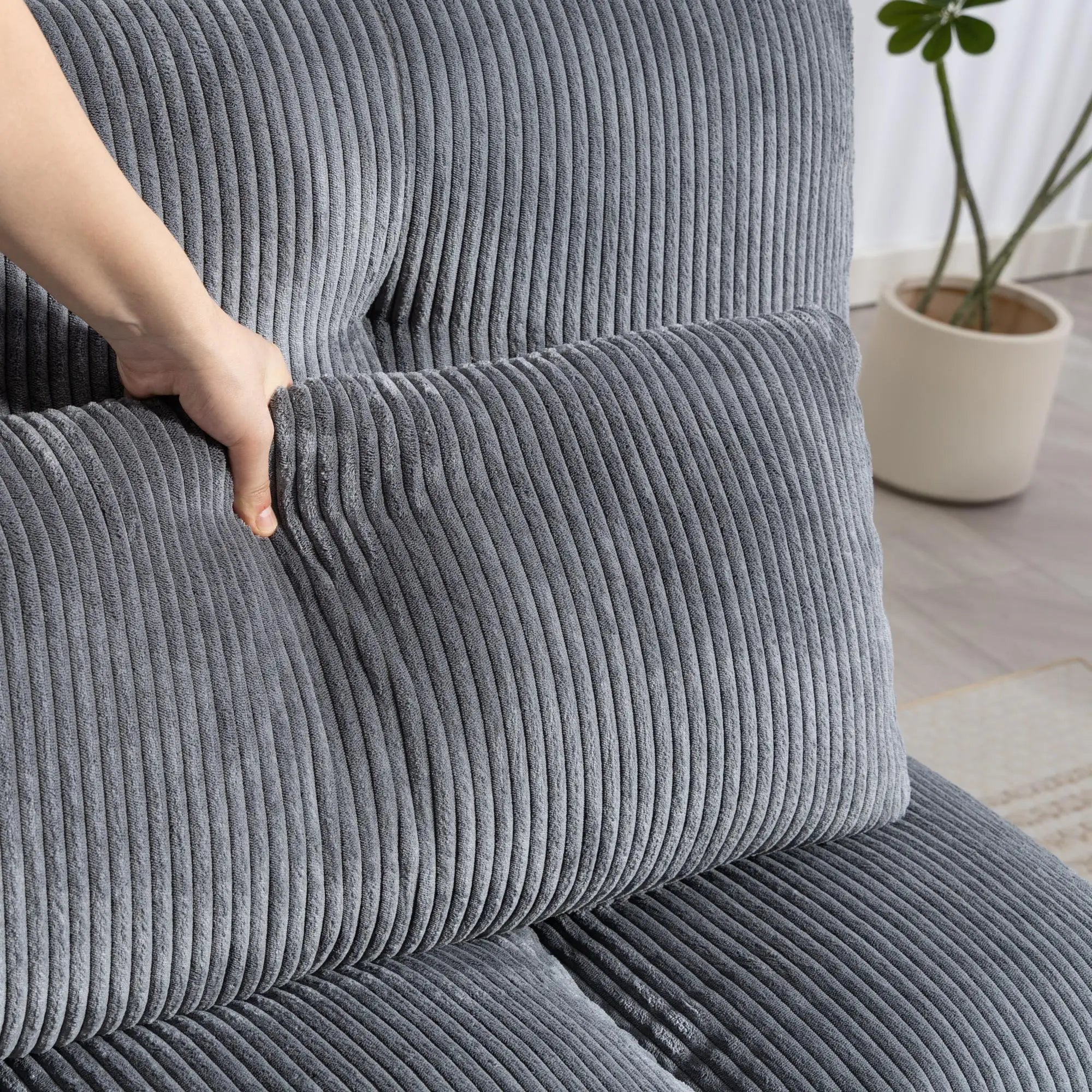 58 Inch Chaise Lounge, Oversized Corduroy Sofa Bed, Dark Grey Sofas & Reclining Chairs at Gallery Canada