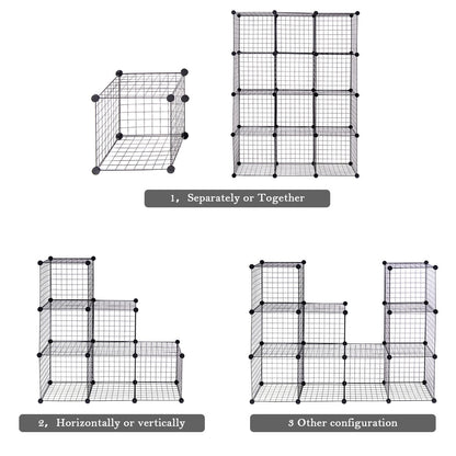 DIY 12-Cube Metal Grid Wire Storage Cubes, 42" x 14" x 56" Clothing & Closet Storage at Gallery Canada