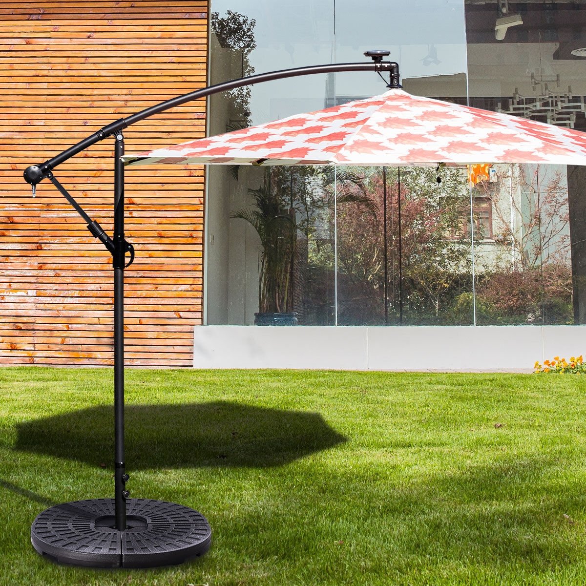 4 Pieces Round Cantilever Umbrella Base with Carry Handles for Garden, Black - Gallery Canada