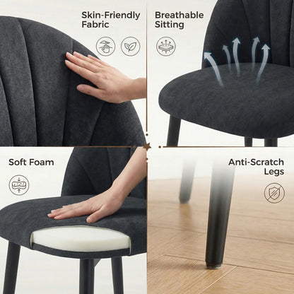 Modern Dining Chairs Set of 4, Upholstered, Metal Legs, Black Dining Chairs at Gallery Canada