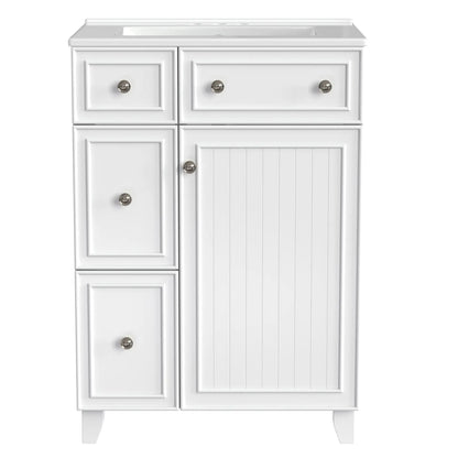 Bathroom Vanity Cabinet, 2 Drawers, Ceramic Sink, Solid Wood, 24" L x 18.5" W x 34.5" H, White Sink Cabinets White at Gallery Canada