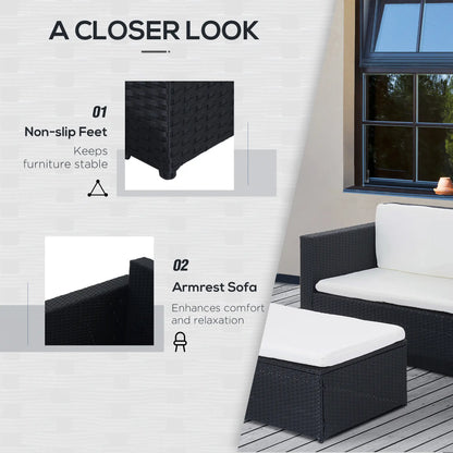 2-Piece Wicker Patio Set, Double Ottoman, PE Rattan, Cream White Patio Furniture Sets at Gallery Canada