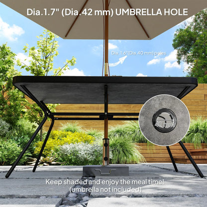 Rectangle Outdoor Dining Table for 6, 1.7" Umbrella Hole, 55" x 31.5" x 28" Patio Dinning Tables at Gallery Canada