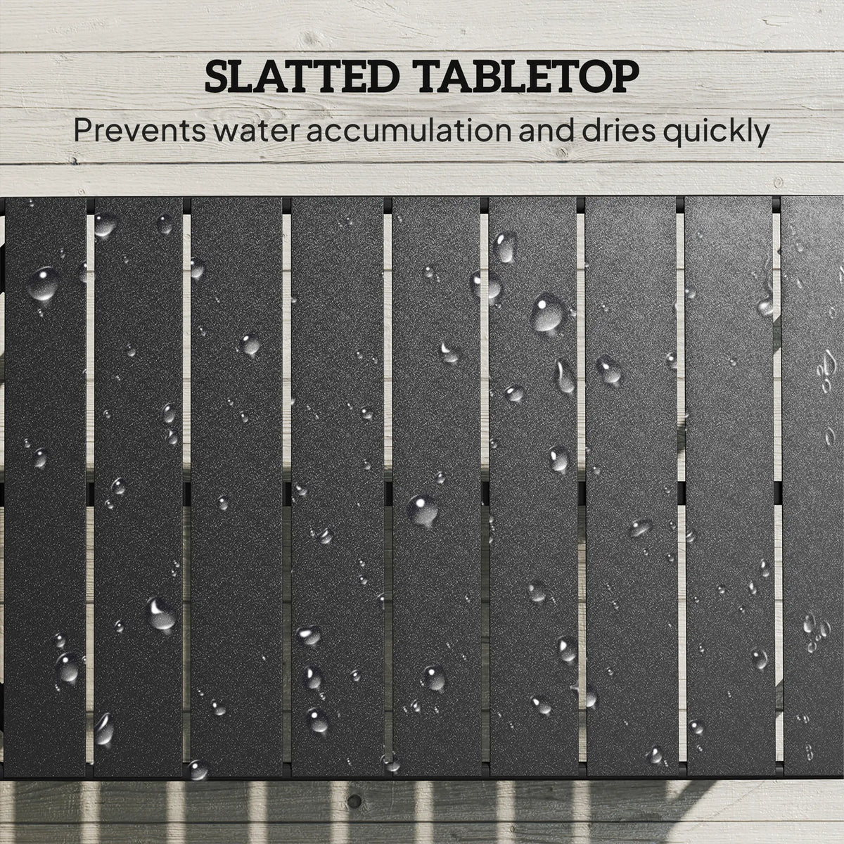 Outdoor Coffee Table, Rectangle Metal Patio Table, All-Weather Slatted Tabletop Patio Side Tables at Gallery Canada