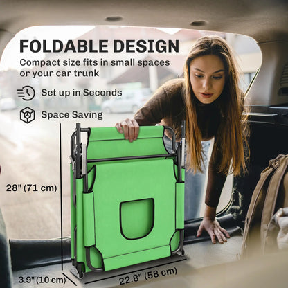 Adjustable Outdoor Lounge Chair, Folding Chaise with Face Hole, Green Lounger Chairs at Gallery Canada