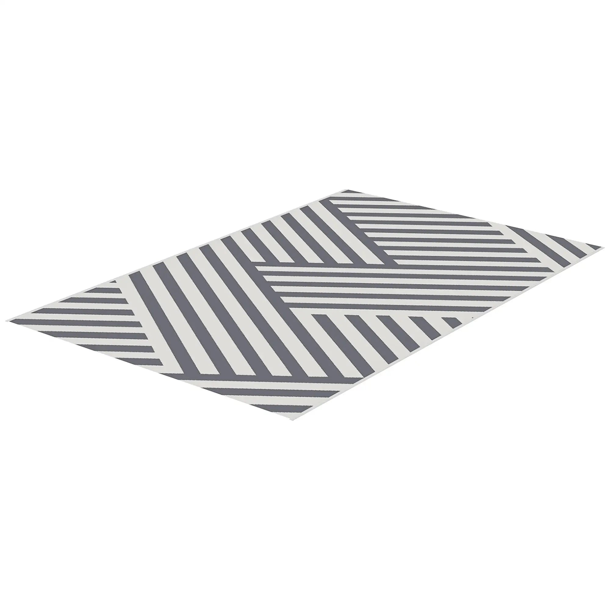 Reversible Outdoor RV Rug, Patio Floor Mat, 6' x 9', Grey and Cream Garden Decor Grey and Cream at Gallery Canada