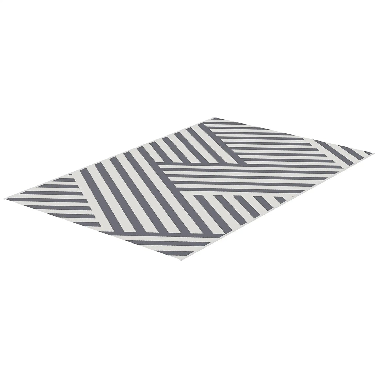 Reversible Outdoor RV Rug, Patio Floor Mat, 6' x 9', Grey and Cream Garden Decor Grey and Cream at Gallery Canada