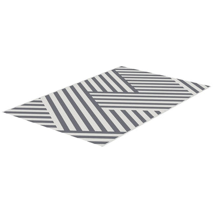 Reversible Outdoor RV Rug, Patio Floor Mat, 6' x 9', Grey and Cream Garden Decor Grey and Cream at Gallery Canada