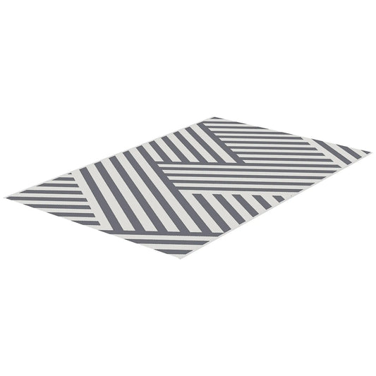 Reversible Outdoor RV Rug, Patio Floor Mat, 6' x 9', Grey and Cream Garden Decor Grey and Cream at Gallery Canada