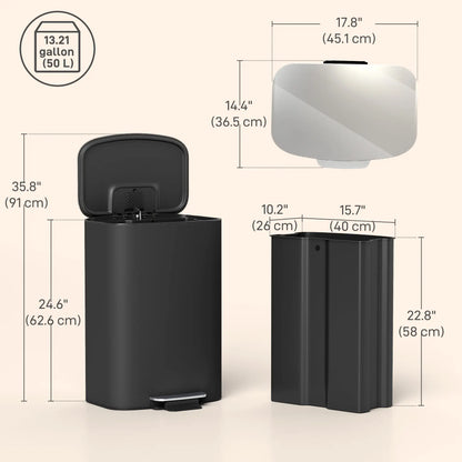 13.2 Gal Fingerprint-Proof Trash Can, Black