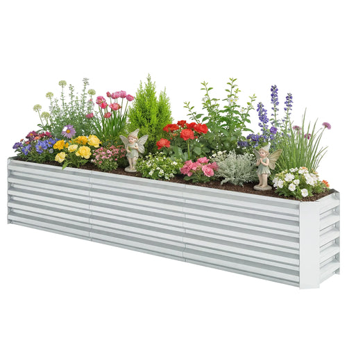 8 x 1.3 x 1.5ft Galvanized Raised Garden Bed, Outdoor Planter Box, Silver