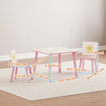 Kids Table And Chair Set, 3-Piece, Star Pattern, Ages 3-8, Pink Kids Table Sets at Gallery Canada